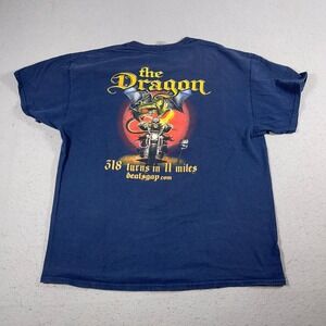 Deals Gap Motorcycle Resort T-Shirt Men XL Blue Pocket Graphic The Dragon Biker